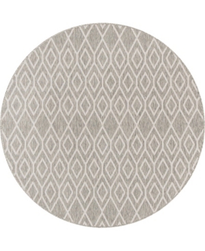 Jill Zarin Outdoor Turks And Caicos 6'7" X 6'7" Round Area Rug In Gray