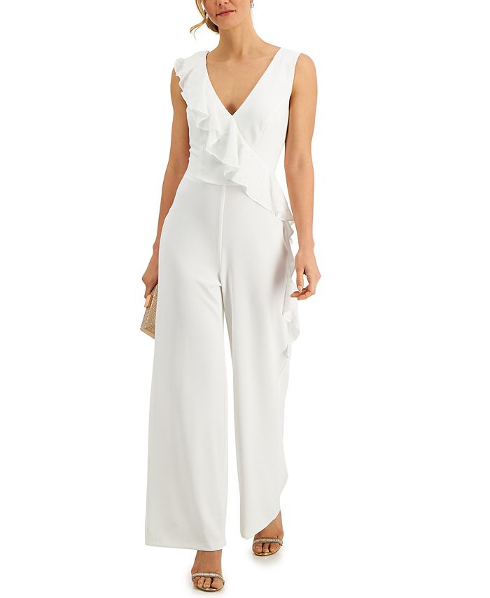 Connected Embroidered Ruffle Jumpsuit Macy s