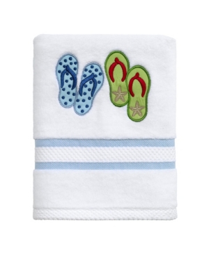 Avanti Beach Mode Flip-flop Motif Cotton Hand Towel, 16" X 28" In White