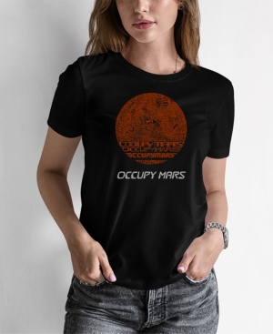 La Pop Art Women's Word Art Occupy Mars T-shirt In Black