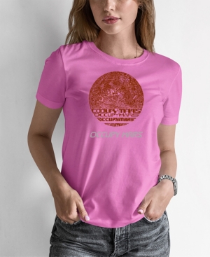 La Pop Art Women's Word Art Occupy Mars T-shirt In Pink