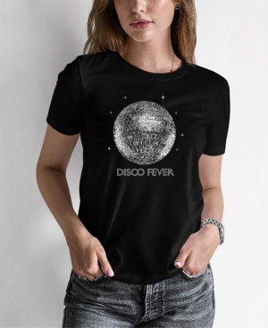 La Pop Art Women's Word Art Disco Ball T-shirt In Black