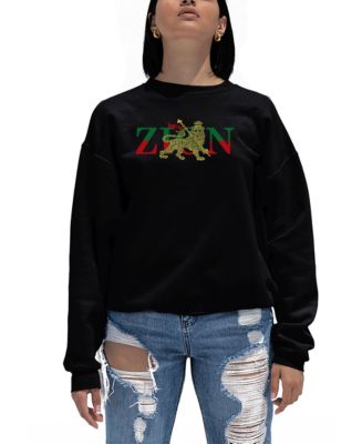 売れ筋商品|||エルエーポップアート カットソー トップス レディース Women's Word Art Zion One Love Crewneck Sweatshirt Black LA Pop Art Women's Word Art Zion One Love Crewneck