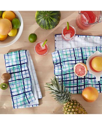 Fiesta Watercolor Plaid Kitchen Towels, Set of 2