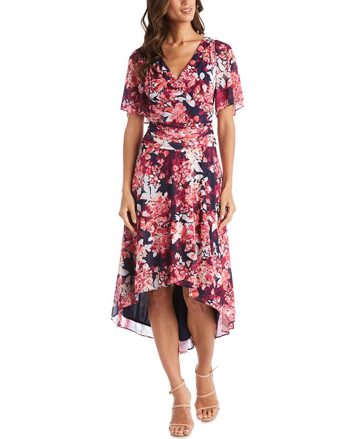 R & M Richards Floral-Print High-Low Maxi Dress - Macy's