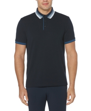 Men's Big and Tall Ombre Collar Pique Short Sleeve Polo Shirt