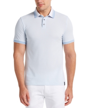 Men's Big and Tall Ombre Collar Pique Short Sleeve Polo Shirt