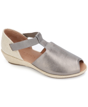 Gentle Souls By Kenneth Cole Women's Luci T-strap Wedge Sandals Women's Shoes In Dark Gray