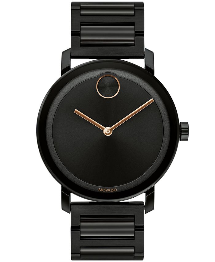 Movado - xxMen's Swiss Bold Evolution Black Ion-Plated Steel Bracelet Watch 40mm