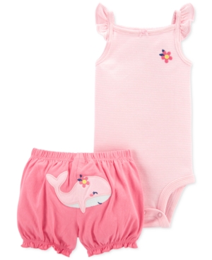 Baby Girls 2-Piece Flutter Bodysuit and Short Set