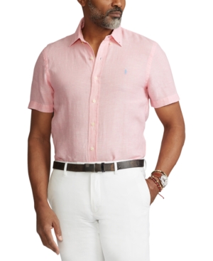 Polo Ralph Lauren Classic Fit Short-sleeve Linen Shirt In Pink