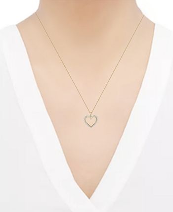 Macy's - Diamond Open Heart 18" Pendant Necklace (1/2 ct. t.w.) in 10k Gold, 16" + 2" extender