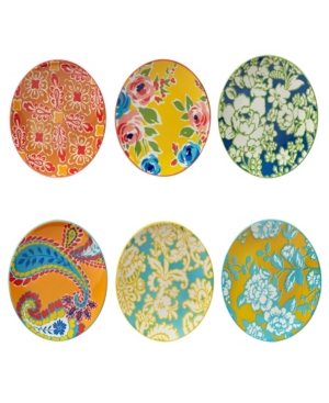 Certified International Damask Floral Set Of 6 Salad Plate In Multicolor
