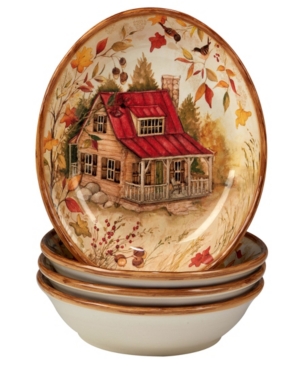 Certified International Pine Forest Set Of 4 Soup Bowl In Multicolor