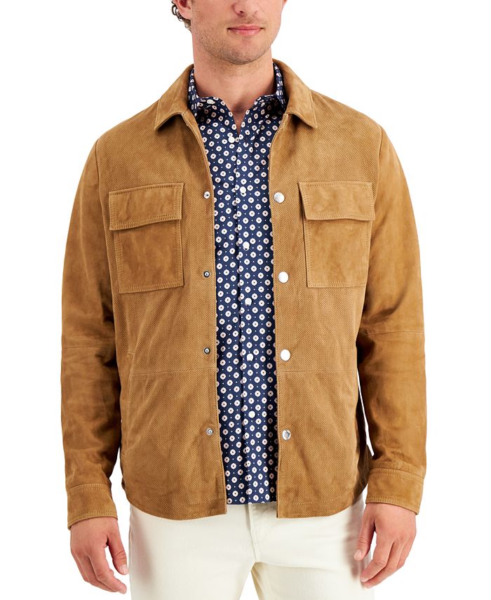Michael Kors Men's Perforated Suede Shirt Jacket & Reviews - Coats & Jackets - Men Macy's