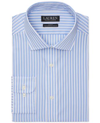 Lauren Ralph Lauren Men's Slim-Fit Striped Performance Dress Shirt - Macy's