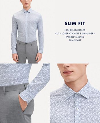 Tommy Hilfiger - Men's Slim-Fit Non-Iron Performance Stretch White Check Dress Shirt