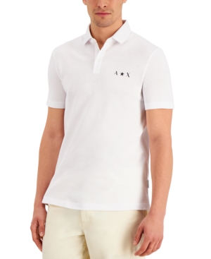 AX Armani Exchange Men's Regular-Fit Stretch Star Logo-Print Pique Polo Shirt Created for Macy's