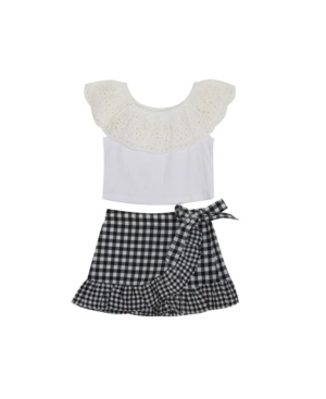 Rare Editions Little Girls Gingham Skirt Set 2 Piece Set