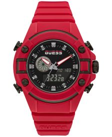 Men's Red Silicone Digital Watch 47mm