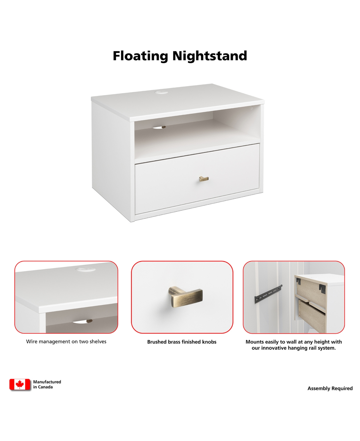 Prepac Floating Nightstand