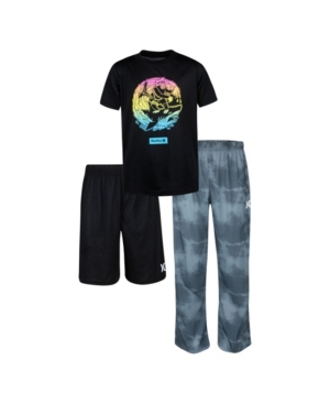 Hurley Little Boys 3 Piece Shark Bite Pajama Set