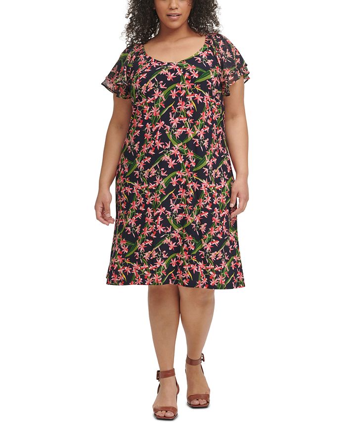 Tommy Hilfiger Plus Size Floral-Print Shift Dress - Macy's