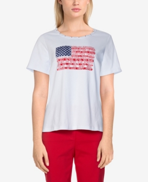 ALFRED DUNNER PLUS SIZE AMERICANA CENTER FLAG TOP