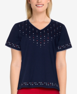 ALFRED DUNNER PETITE AMERICANA STUDDED TOP
