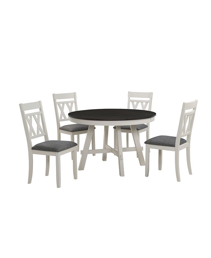 Macy's Dublin Round Dining 5Pc( Table + 4 Side Chairs), Created for