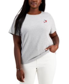 Plus Size Embroidered Double Heart T-Shirt