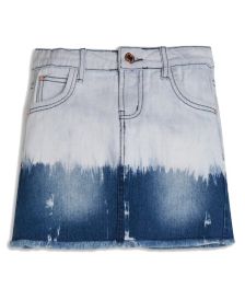 Big Girls Tie-Dye Denim Skirt with Frayed Hem