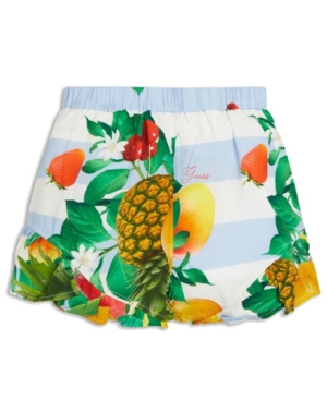 Big Girls Fruity Floral Logo Print Soft Woven Pull on Shorts