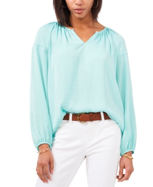 Vince Camuto Keyhole Peasant Blouse In Crystal Lake