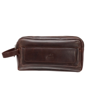 Mancini Men's Double Compartment Top Zipper Toiletry Kit In Brown
