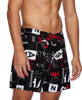 A|X Armani Exchange Men's AX Stamp Logo-Print Swim Trunks - Macy's