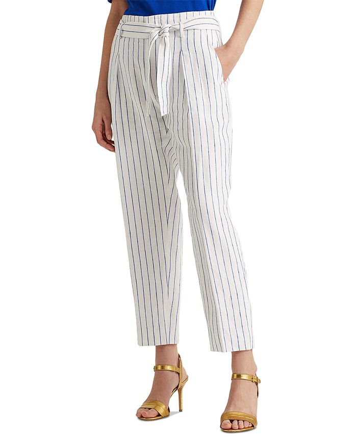 Lauren Ralph Lauren Cropped Linen Pants - Macy's
