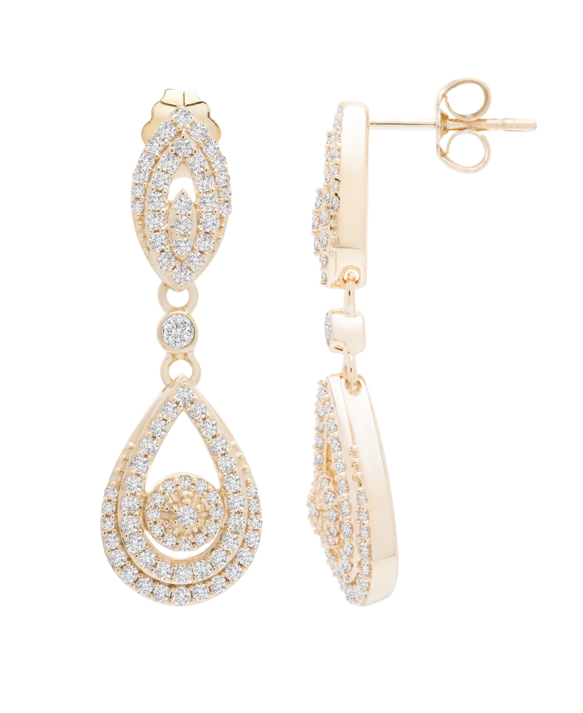 Diamond Dangling Drop Earrings in 14k White Gold or 14k Yellow Gold (1 ct. t.w.), Created for Macy's - Yellow Gold