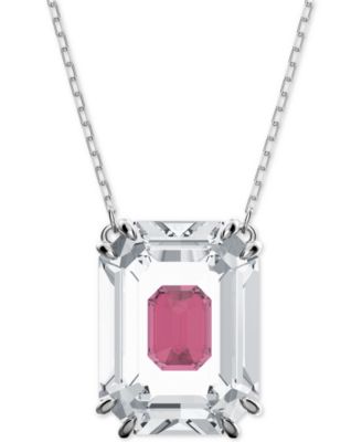 Swarovski - Silver-Tone Crystal 16-1/2" Adjustable Pendant Necklace