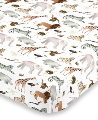 Water Color Jungle Friends Fitted Super Soft Crib Sheet - Macy's