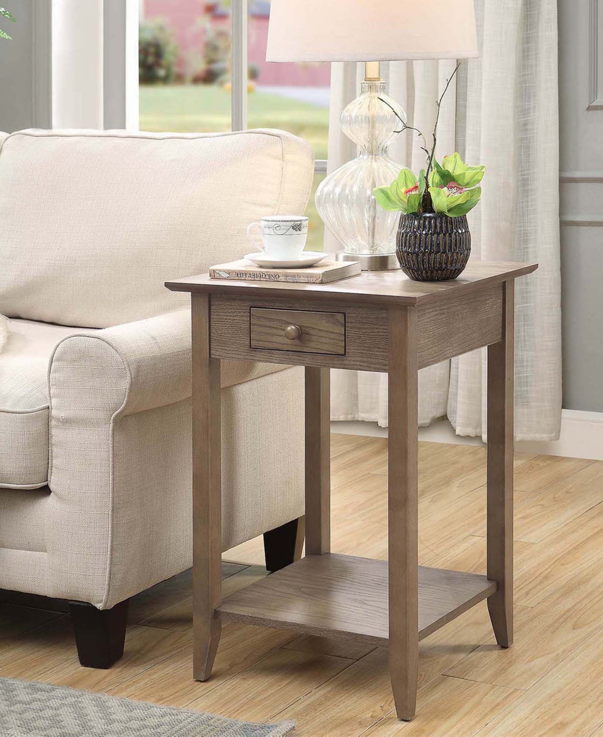 American Heritage 1 Drawer End Table with Shelf - Beige