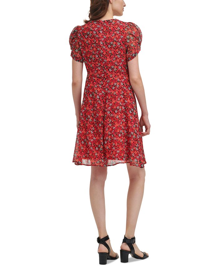 Calvin Klein Floral-Print Empire-Waist Dress - Macy's