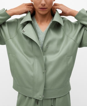 Puffed Leather-Effect Jacket