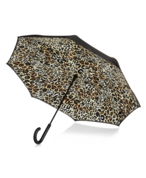 Totes Women's Inbrella Reverse Close Umbrella In Honey Leopard