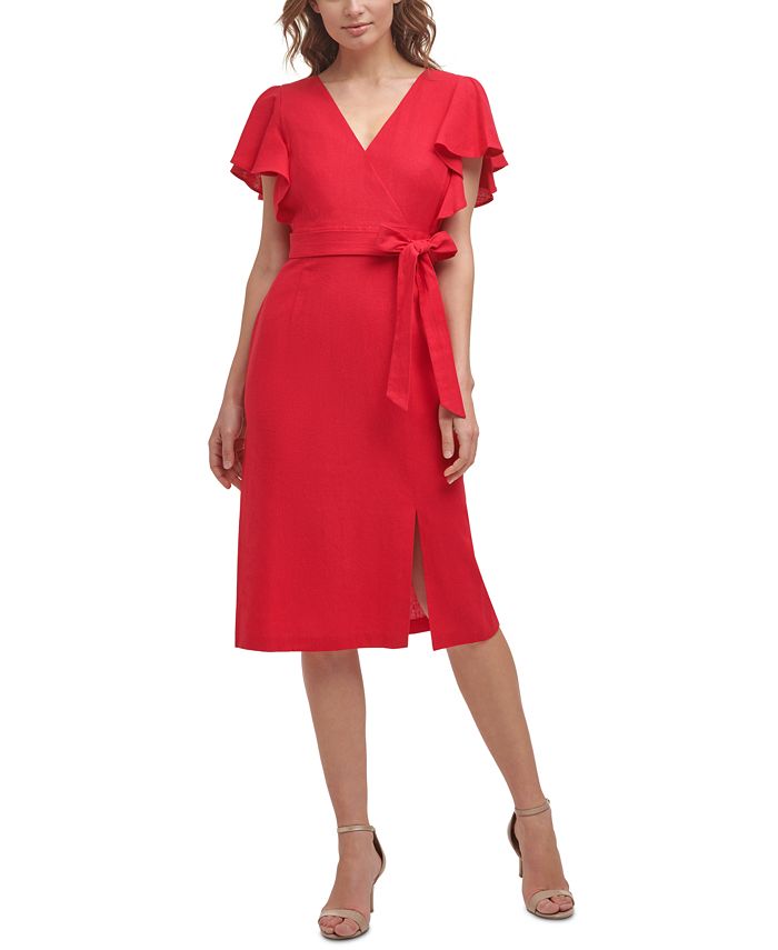 Jessica Howard Petite Flutter-Sleeve A-Line Dress - Macy's