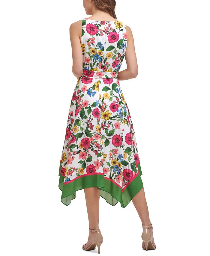 Jessica Howard Petite Floral-Print Handkerchief-Hem Dress - Macy's