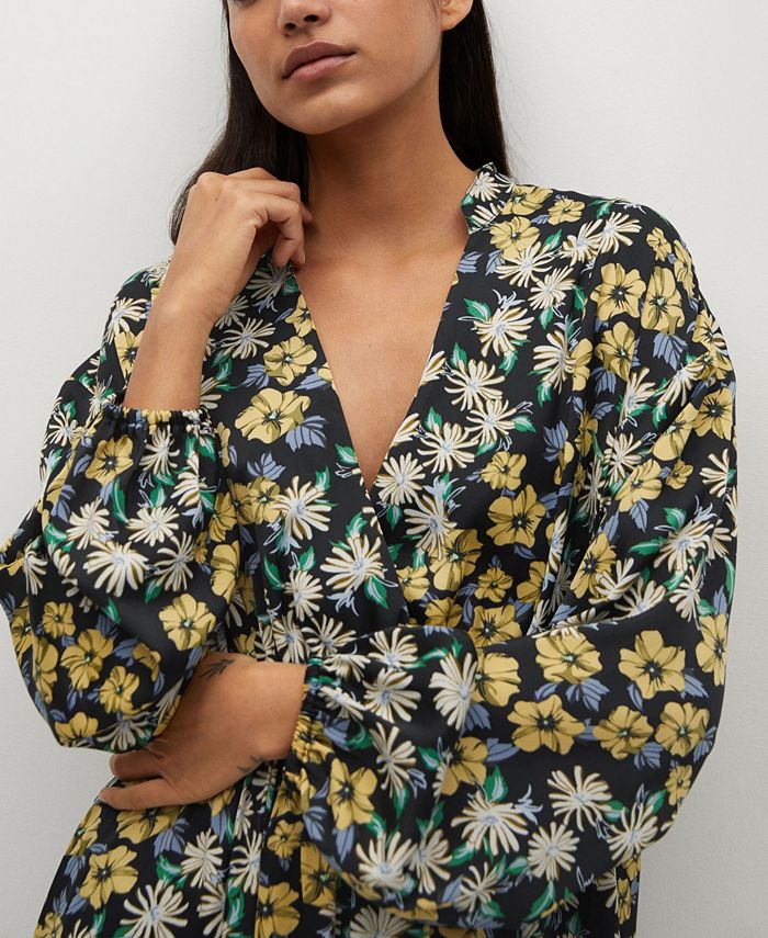 MANGO Flowy Flower Printed Dress - Macy's