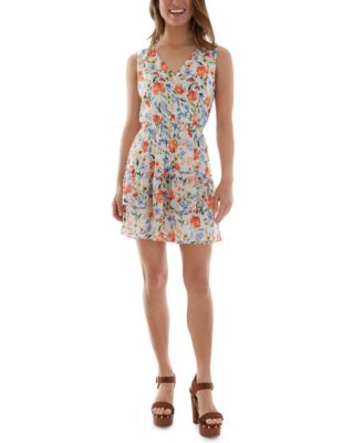 BCX - Juniors' Floral-Print Tiered Dress