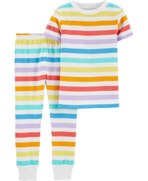 Toddler Boys and Girls Rainbow Snug Fit Pajama 2 Piece Set