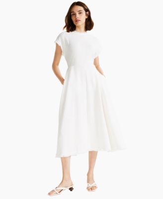 Alfani - Fringed-Trim Cinched-Waist Midi Dress